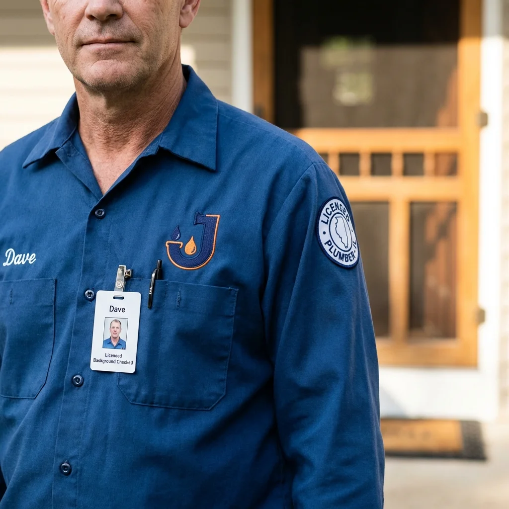 Licensed plumber showing ID badge in Leadwood, MO
