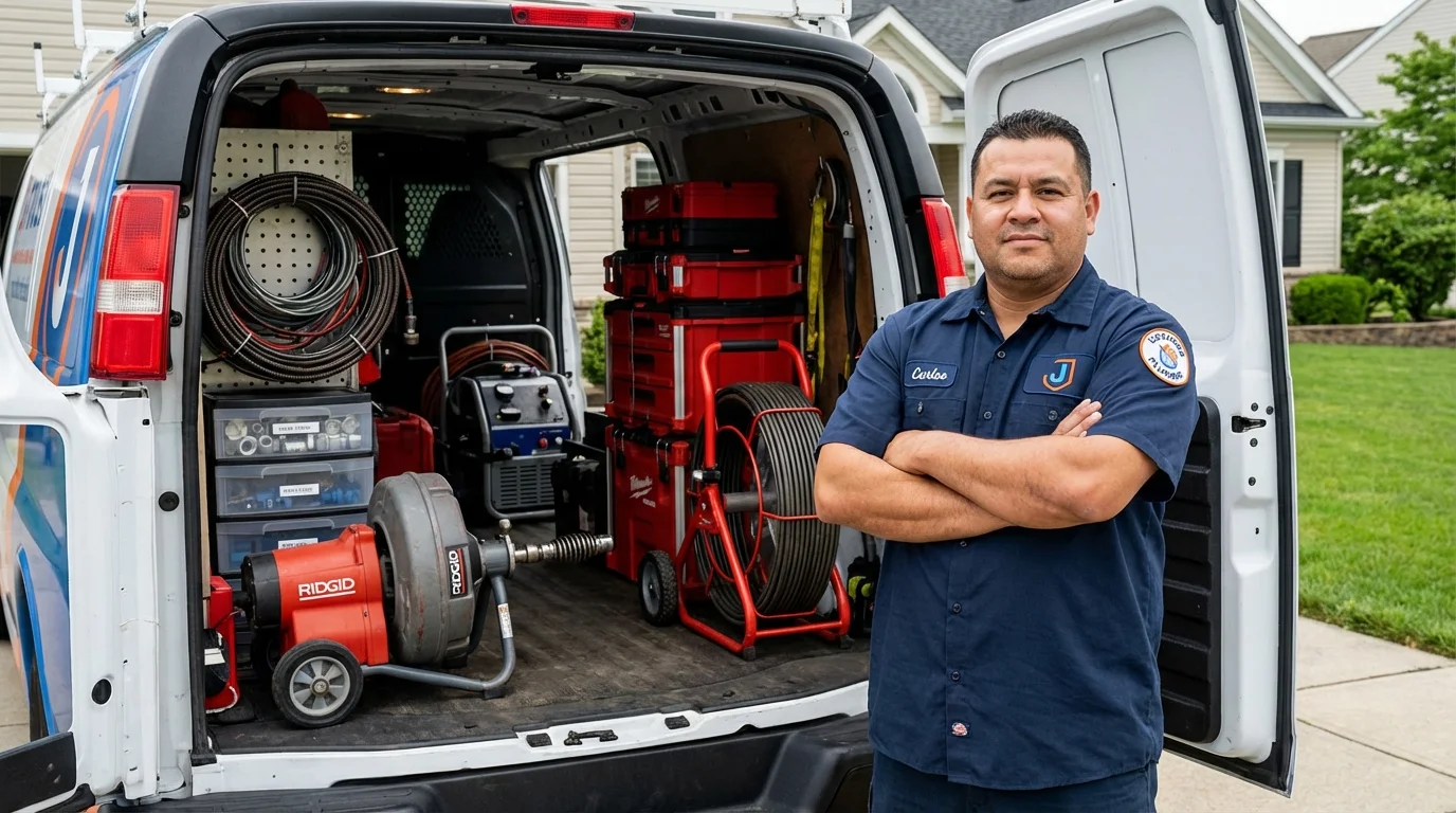 Professional drain cleaning equipment and Johns Plumbing LLC plumber in Leadwood