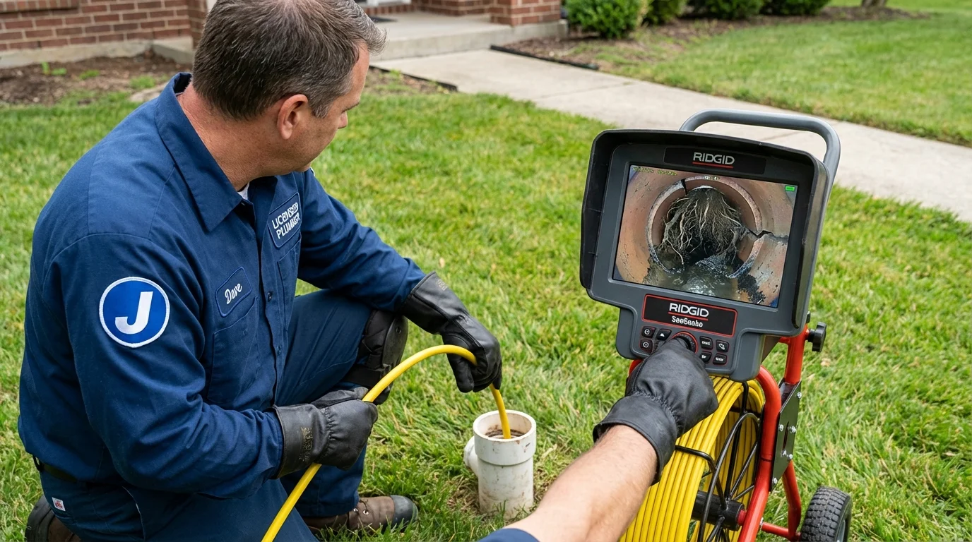 Sewer camera inspection being performed by Johns Plumbing LLC in Leadwood